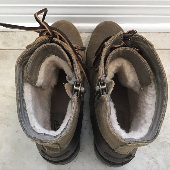 Ugg Womens Kilmer Ii Round Toe Block Heel Leather Fleece Lined Waterproof Boots - Picture 5 of 6